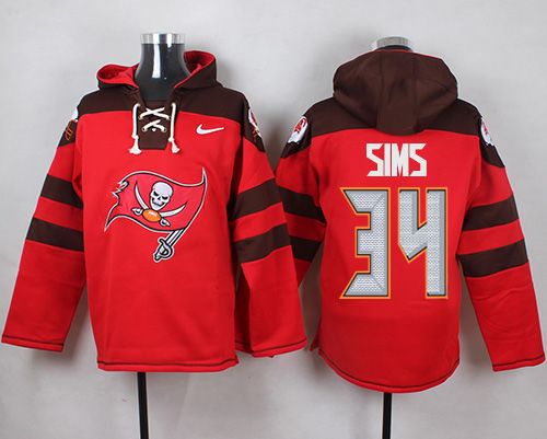 Nike Buccaneers #34 Charles Sims Red Player Pullover NFL Hoodie - Click Image to Close